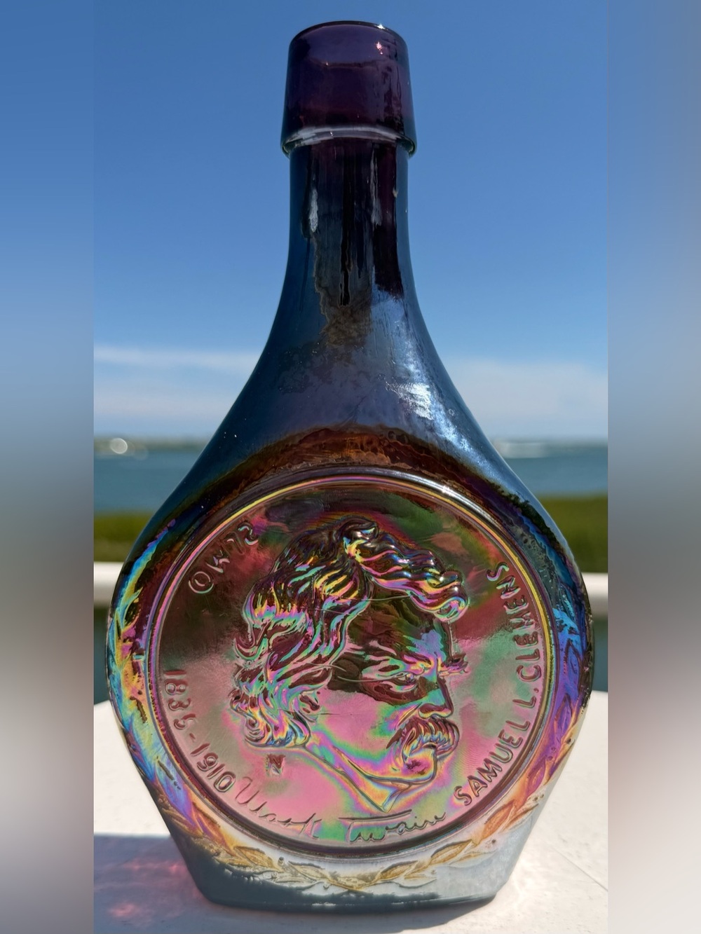 Wheaton Glass Iridescent Amethyst Decanter - Mark Twain & Tom Saywer - Ltd. Ed.